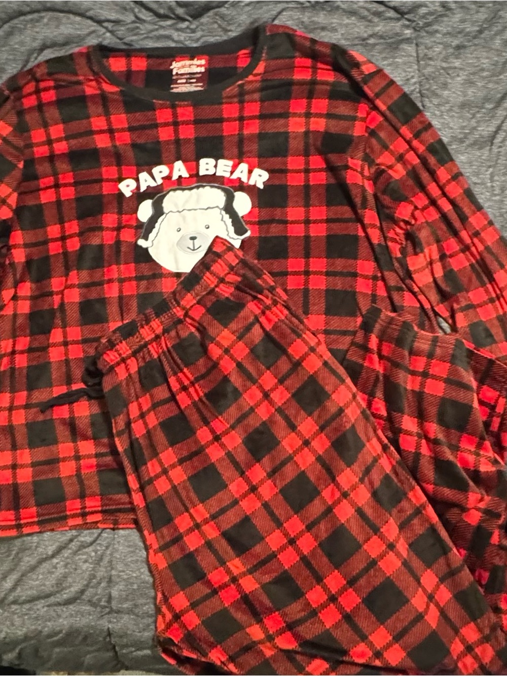 Cuddl Duds Red and Black Plaid 'Papa Bear' Kids Pajama Set